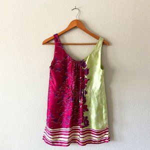 Cabi 100% Silk Green And Magenta Sleeveless Blouse